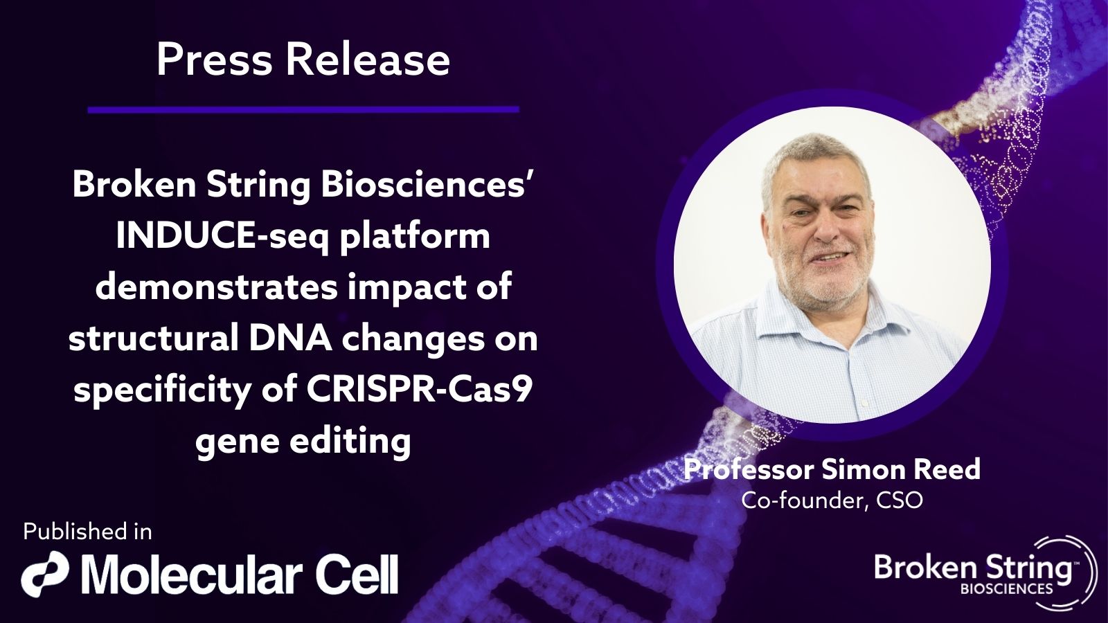 Broken String Biosciences’ INDUCE-seq platform demonstrates impact of structural DNA changes on specificity of CRISPR-Cas9 gene editing 